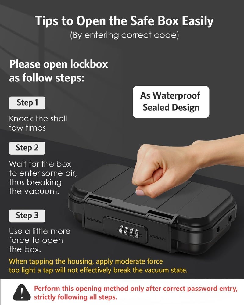 AMIR Portable Safe Box, Combination Security Case LockBox with Code, Waterproof Anti-Theft Mini Travel Safe Box with Removable Chain, Portable Lock Box for Home, Office, Christmas - Image 4